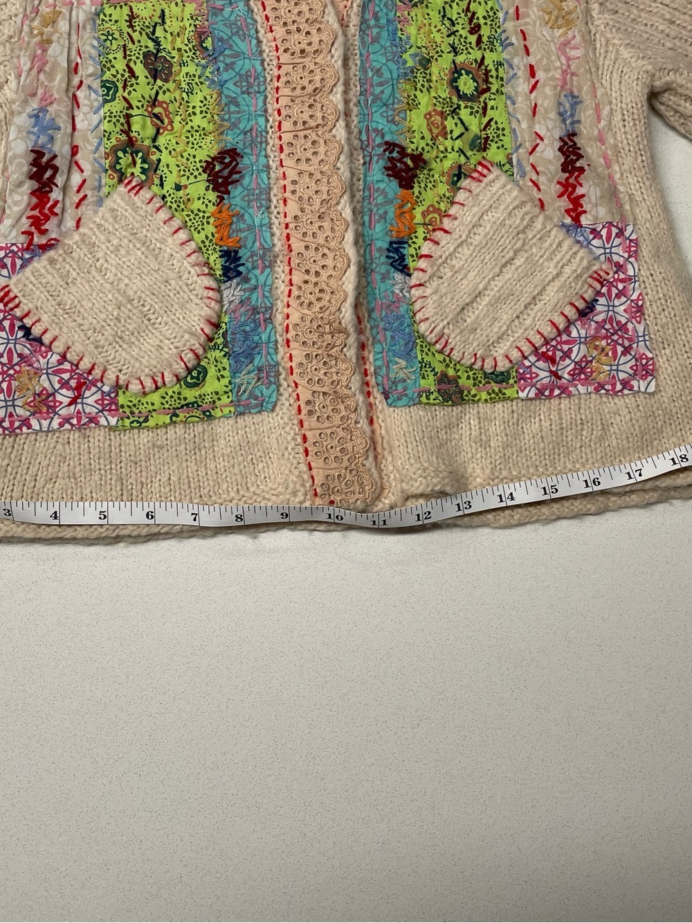 Vintage Free People Grandma Goes West Patchwork Knit Cardigan Sweater - Picture 13 of 14